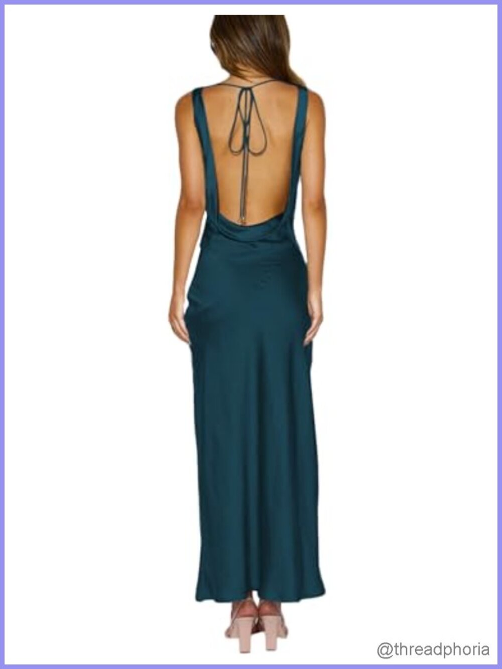 Satin Backless Maxi Dress Cowl Neck Sleeveless Formal Wedding Guest
